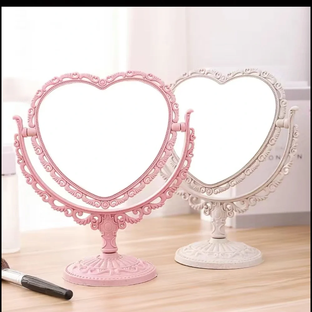 Double sided heart shaped vanity mirror (3 colors available)